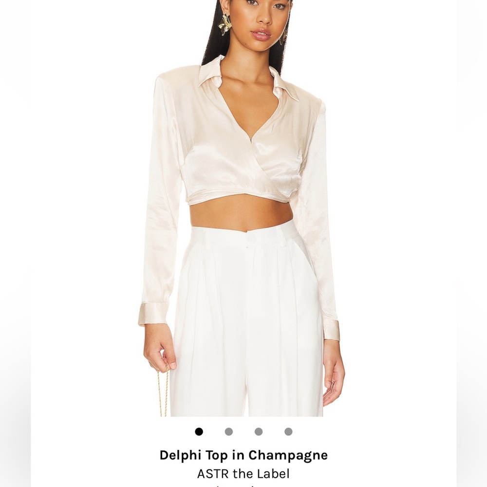 ASTR the Label Wrap Satin Crop Top